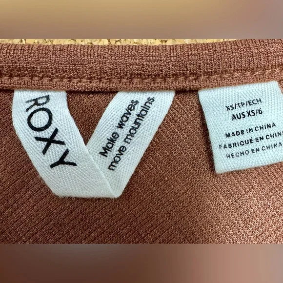 Roxy Good Keepsake XS Mini Dress Brown Cutout Cross Back Coastal Cowgirl Boho Y - Picture 9 of 12